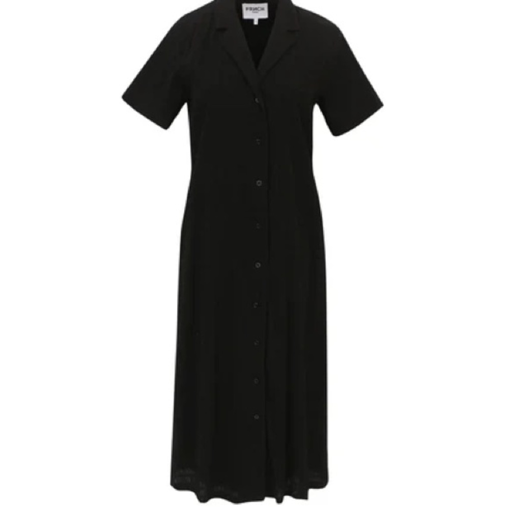 FRNCH coline Black textures Midi Dress with Buttons xs NEW